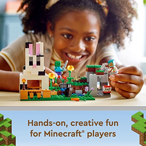 21181 Minecraft Le Ranch Coniglio, Set da costruzione, Giocattolo per bambini da 8 anni con statuette Allenatore, Zombie, Animali - Lego - Immagine 6