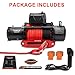 RUGCEL WINCH 13500lb Waterproof Electric Truck Winch 12V Synthetic Rope Winch with Hawse Fairlead,Wired Handle and 2 Wireless Remote,for Trailer and Wrangler in Car Lift