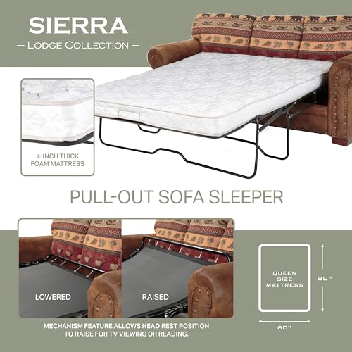 American Furniture Classics Sierra Lodge 4-piece Sleeper Sofa Set in Brown - Image 4