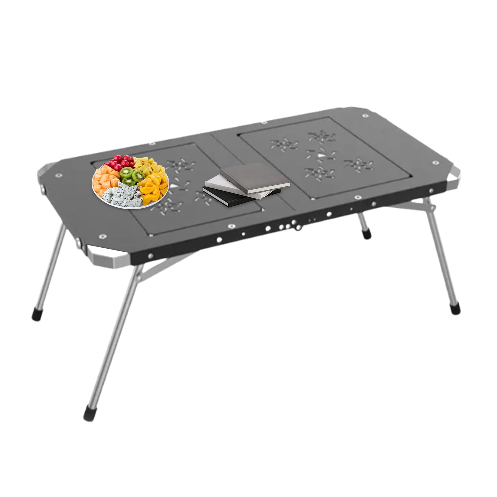 Tavolino Pieghhevole in Lega di Alluminio Ripiegabile per Giardinaggio | Tavolo Da Esterno per Famiglia Casa Patio Picnic Pesca Prato Giardino e Esterno