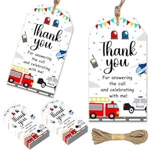 Festiblast 50 Stück Rettungsfahrzeuge Dankeschön-Etiketten