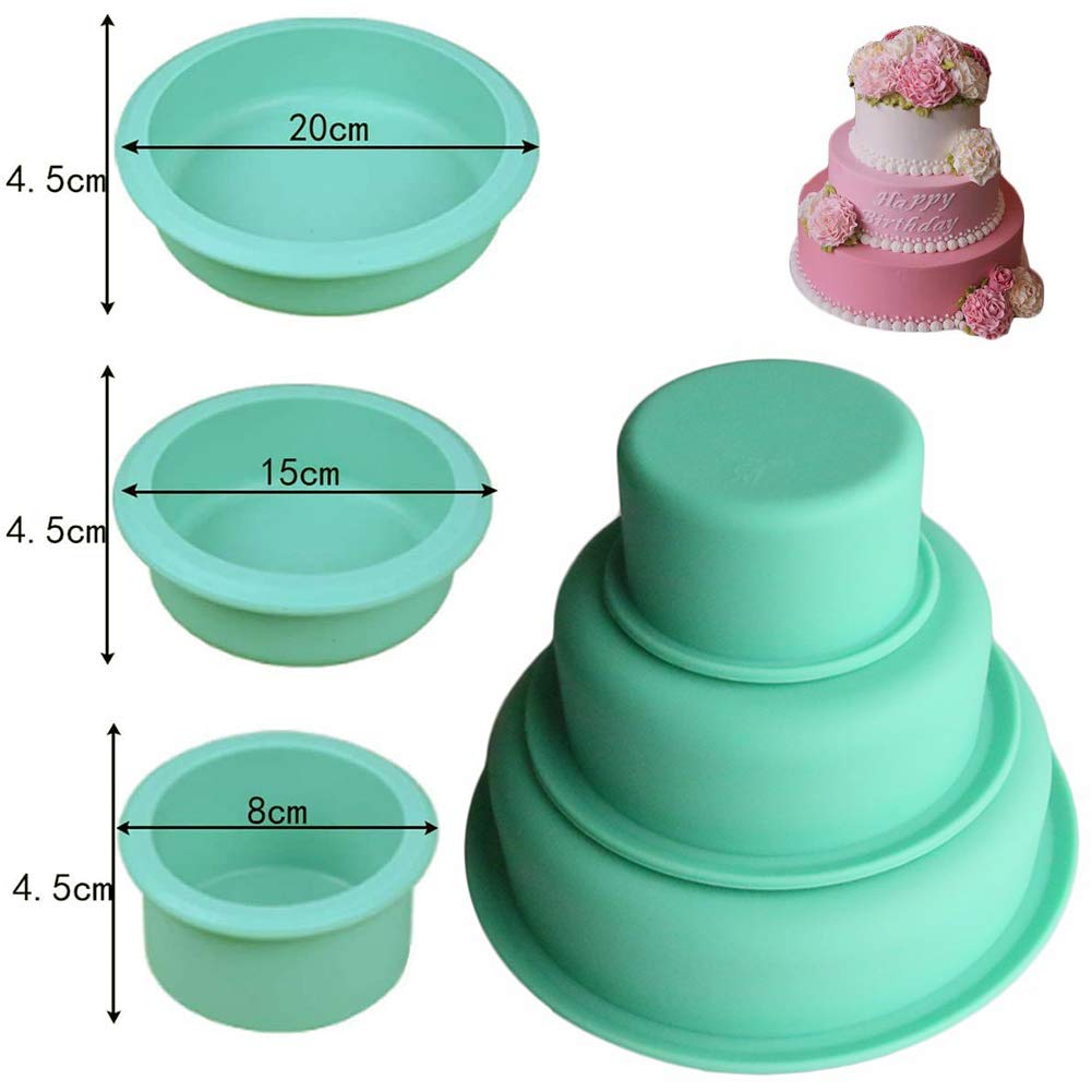 SIYINGSAERY 4 pcs Moule Silicone Patisserie Rond 25cm 20cm 15cm 10cm Moule Rond 20 Cm en Silicone Patisserie Moule en Silicone Patisserie Rond Moule Silicone Patisserie Rond pour Pain Gâteaux