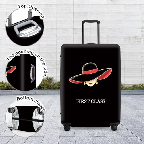 Image of Fashion Women Silhouette Luggage Cover, Black & Red First Class Design Waterproof Suitcase Protector, Stylish Anti-Scratch Travel Case