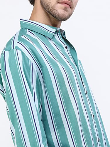 Image of KETCH Men's Cotton Slim Fit Striped Full Sleeve Shirt