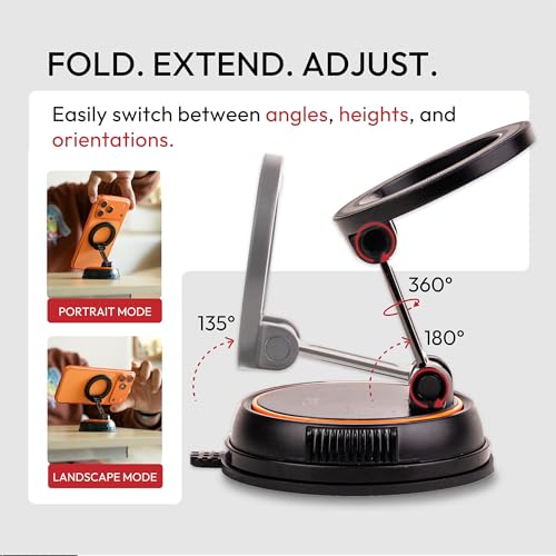 Image of Capes Maglock Anywhere Mount Magnetic Phone Holder for Car, Gym & Home | 360 Rotatable & Foldable Mag-Safe Compatible Suction Mount for iPhones & Androids