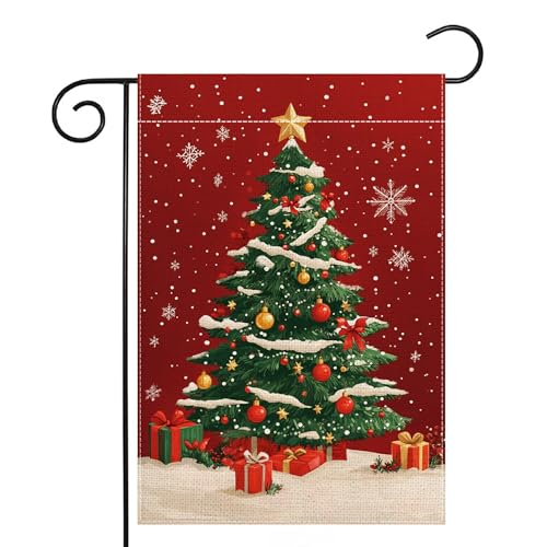 Drapeau de jardin flocon de neige double face en tissu premium résistant aux intempéries