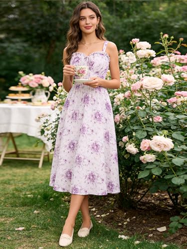 Image of Scarlet Darkness Summer Dresses for Women 2026 Floral Corset Dress Long Milkmaid Dress with Pocket