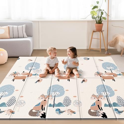 Image of UANLAUO Kids Play Mat for Babies and Toddlers - Baby Play Mats for Floor Crawling Mats for Babies 6-12 Months, Large Waterproof Activity Playmats for Baby Infants, Toddlers, Play & Tummy Time