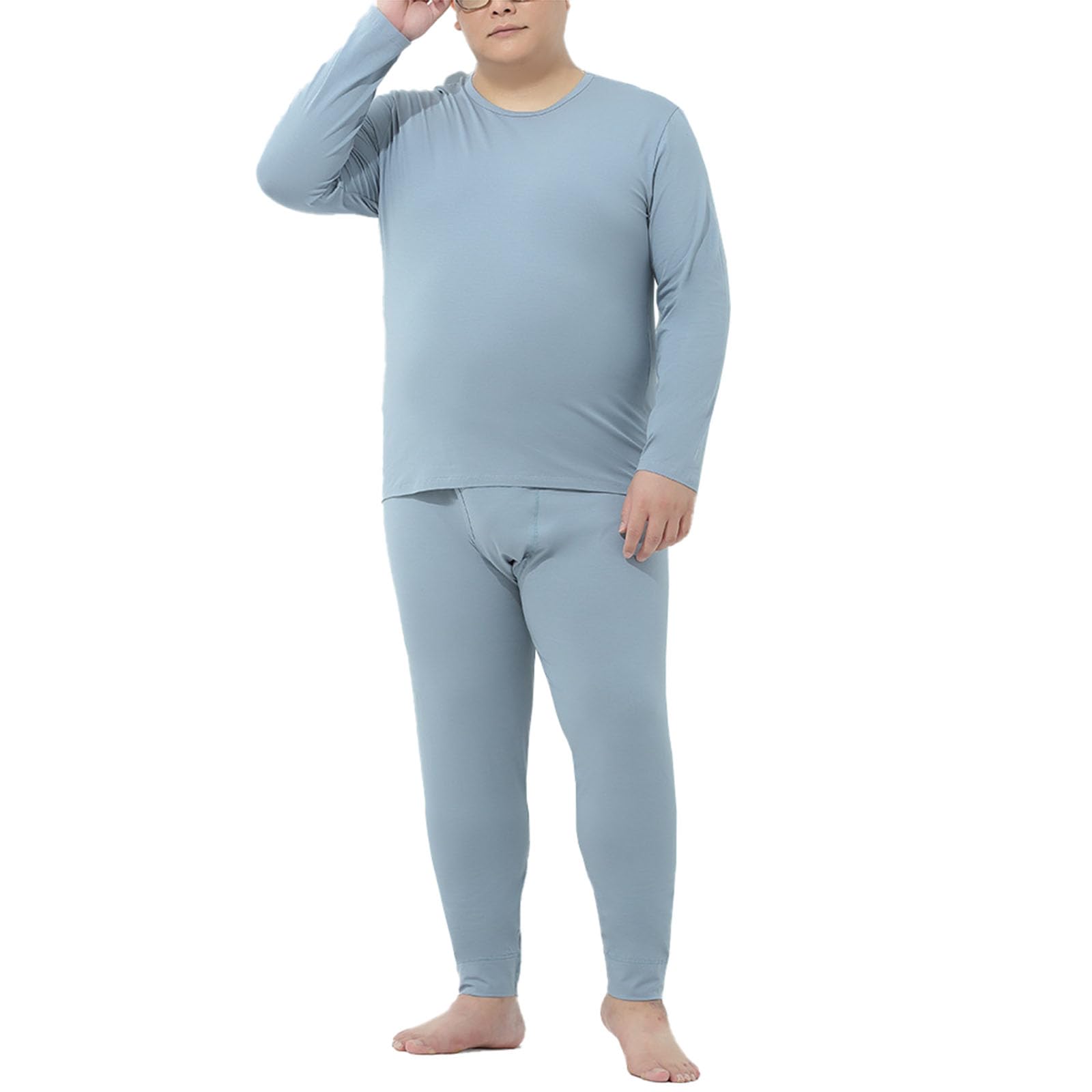 Generic Męska bielizna termiczna Zestaw długich Johns, elastyczny zestaw warstw podstawowych w rozmiarze plus dla zimnej pogody L-5XL