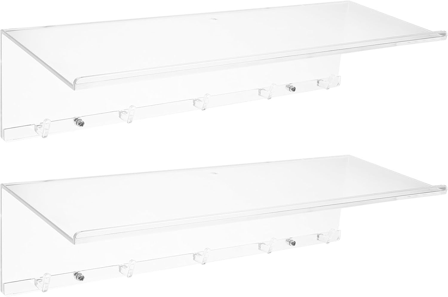 Acrylic Floating Wall Shelves 2pcs Narrow Small Storage Shelf for Bedroom Living Room Kitchen Bathroom Display and Organization