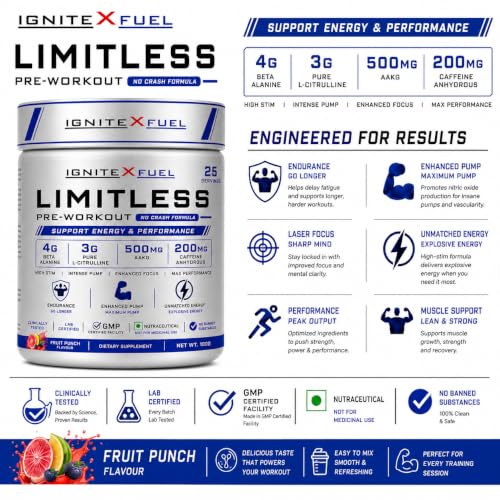 IgniteXFuel LIMITLESS Pre Workout 25 Servings 4g - Image 6