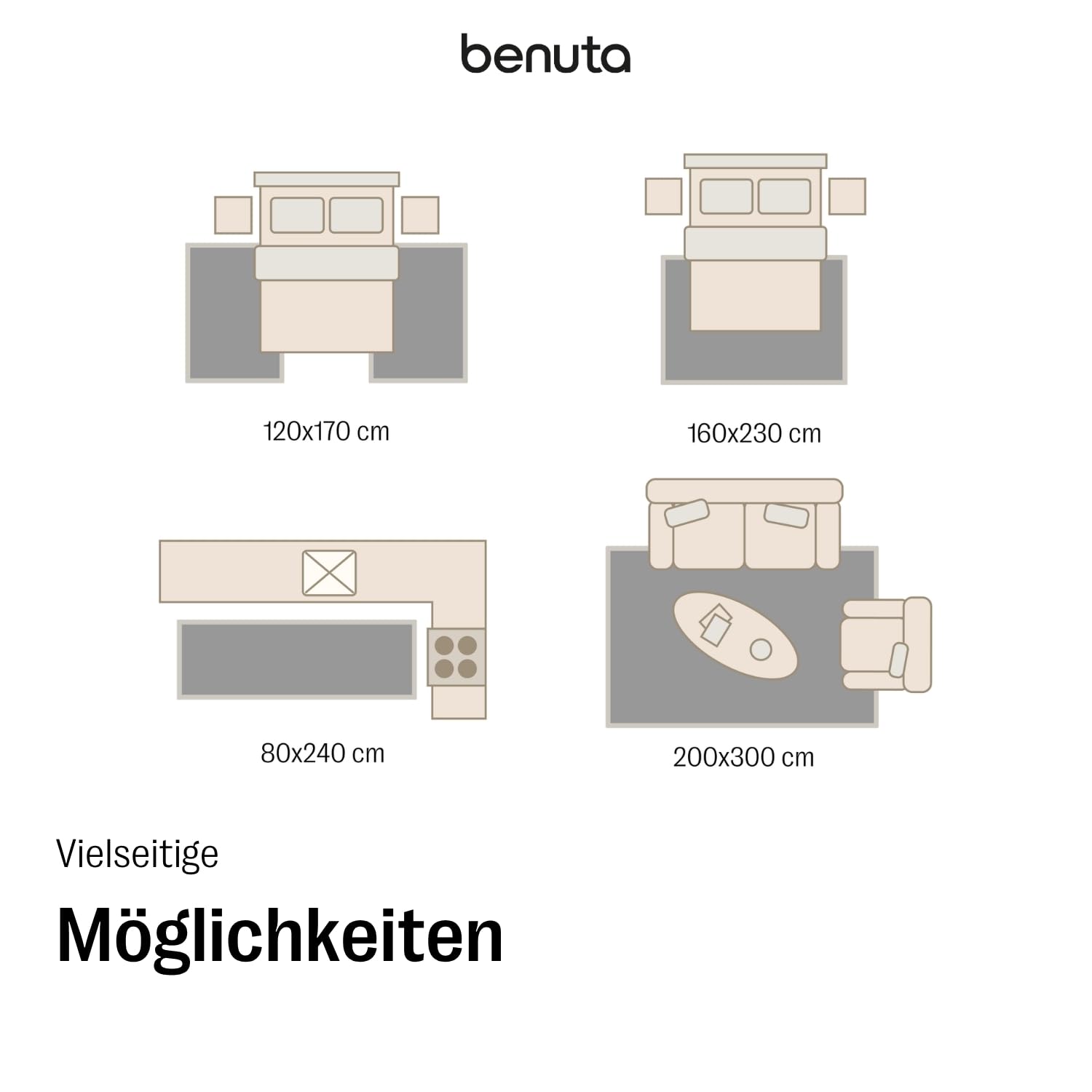 benuta Basic Teppich Suki - Creme/Rot 200x300 cm - Kunstfaser - Rechteckig & im Style: Vintage, Orient Style - Pflegeleicht für Wohnzimmer Schlafzimmer