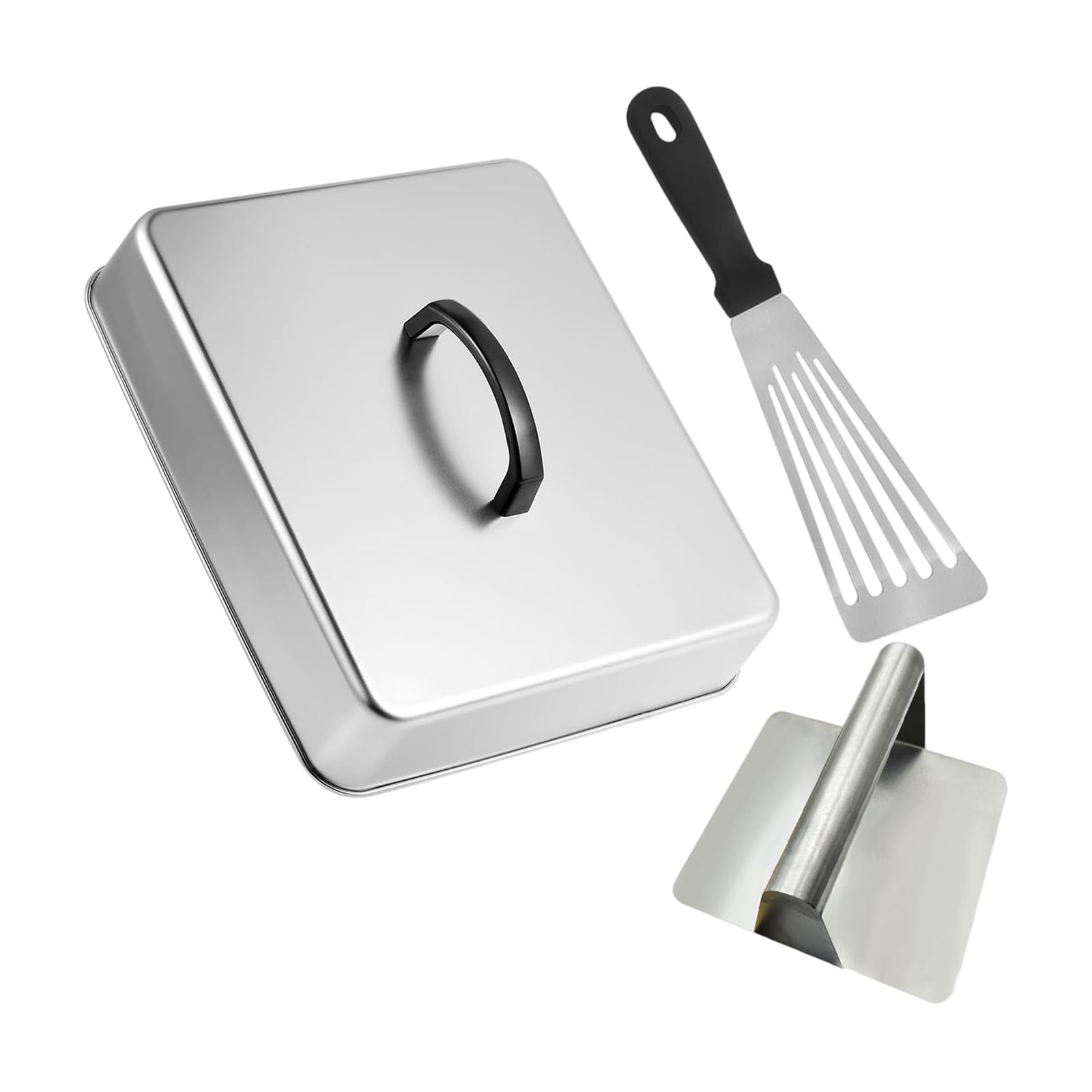Oxxggkao Better Stainless Steel Cooking Cover and Spatula for Even Heat Distribution Camping Cooking Equipment