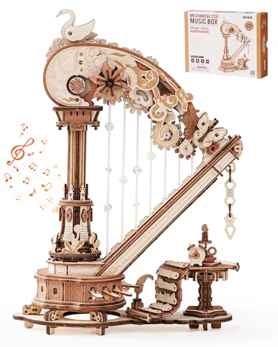 ROKR Magic Harp 3D Wooden Puzzle Self-Playing Mechanical Music Box 350pcs