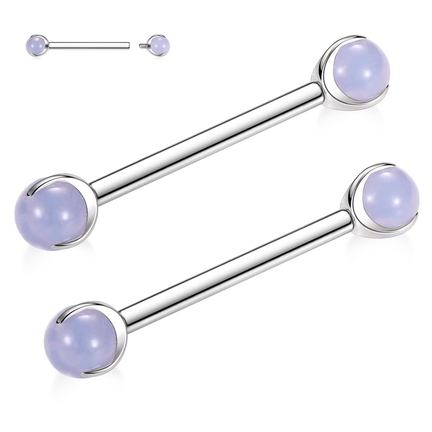 PEAKLINK G23 Titanium Jewelry Tongue Rings 14G Rings Bridge Piercing Jewelry Internally Threaded Bearbells Piercing Set for Women Men 1 Pair