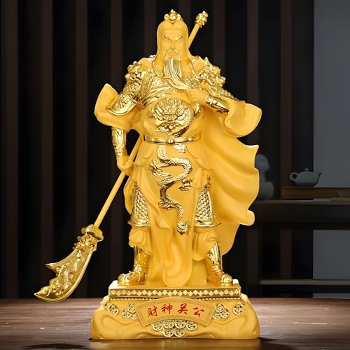 Estatua dorada Guan Gong 38 cm resina