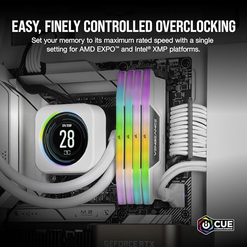 Image of CORSAIR Vengeance RGB DDR5 RAM 64GB (2x32GB) 6000MHz CL30-36-36-76 1.4V AMD Expo & Intel XMP Desktop Computer Memory - White (CMH64GX5M2B6000Z30W)