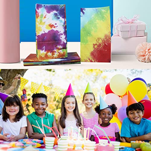 Zhaoco 24 Pcs Party Favor Paper Bags, Tie Dye Wrapped Treat Bags 5.1''X3.2''X9.5'' Party Bags Goodie Bags For Kids Birthday, Baby Showers, School Lunches #TOP4