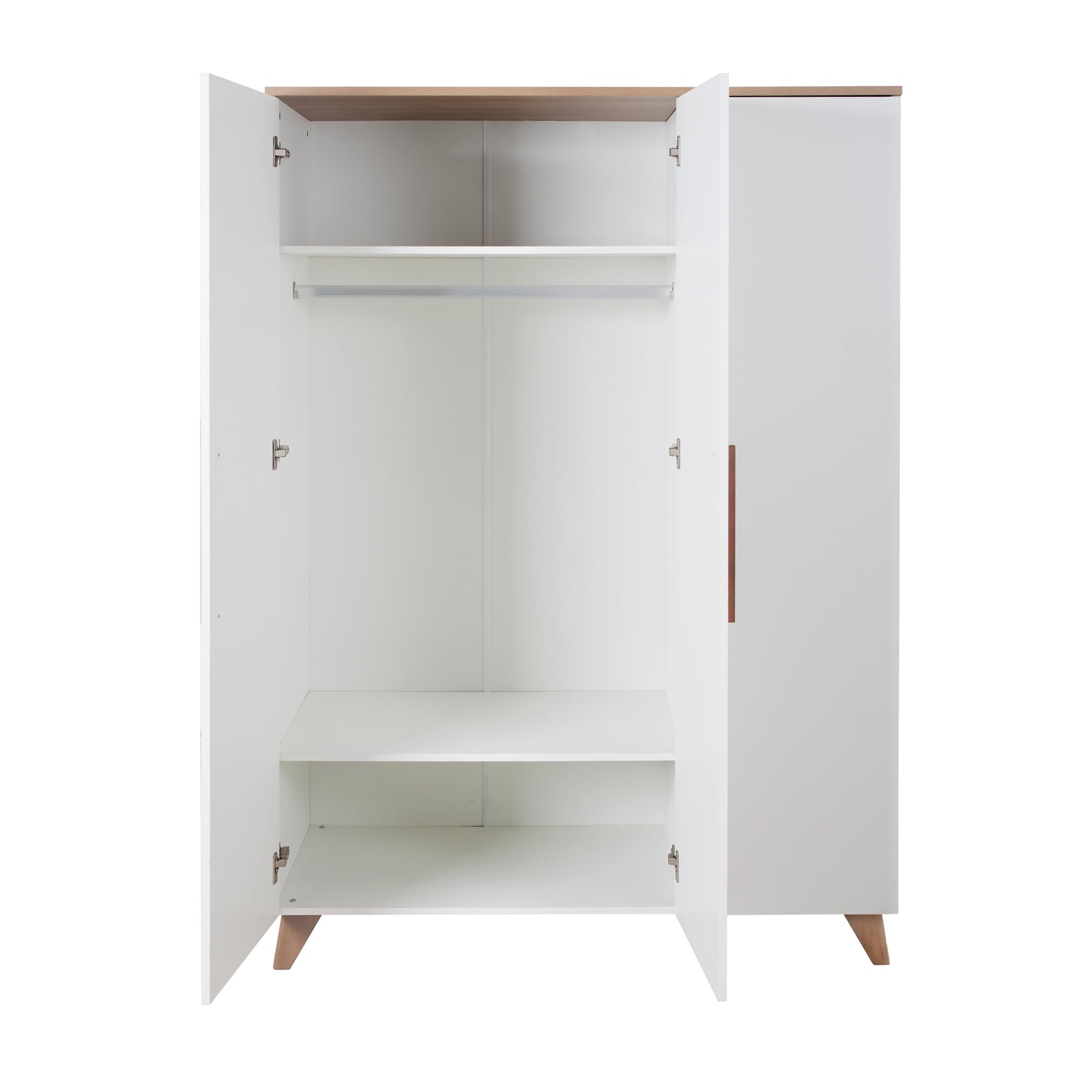 roba Set per cameretta bambini 3 pezzi Lettino 70x140 cm convertibile fasciatoio 3 cassetti armadio bambini Maniglie piedi legno massello Bianco rovere scuro