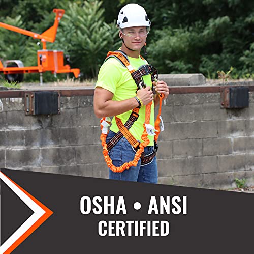 Image of Malta Dynamics 4.5' to 6' Double Leg Stretch Internal Shock Absorbing Lanyard with 3 Steel Snap Hooks, Lightweight and Durable, OSHA and ANSI Compliant
