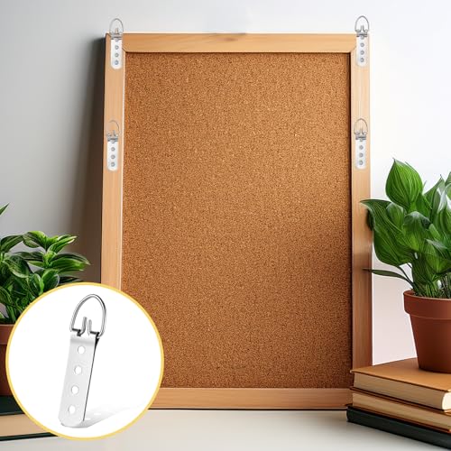 Image of 6 PCS Super Heavy Duty Extra Large Strap Hanger D-Ring Hanger with 24pcs Screws Sliver Picture D Ring Hangers Stainless Steel Picture Frame Hangers Mirror Hanging Hardware for Hanging Pictures