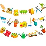 3Pcs Gardening Tool Banners Garden Birthday Party Decorations Garden Tool Theme Banner Garlands Hanging Decorations for Spring Theme Birthday Party Baby Shower Supplies