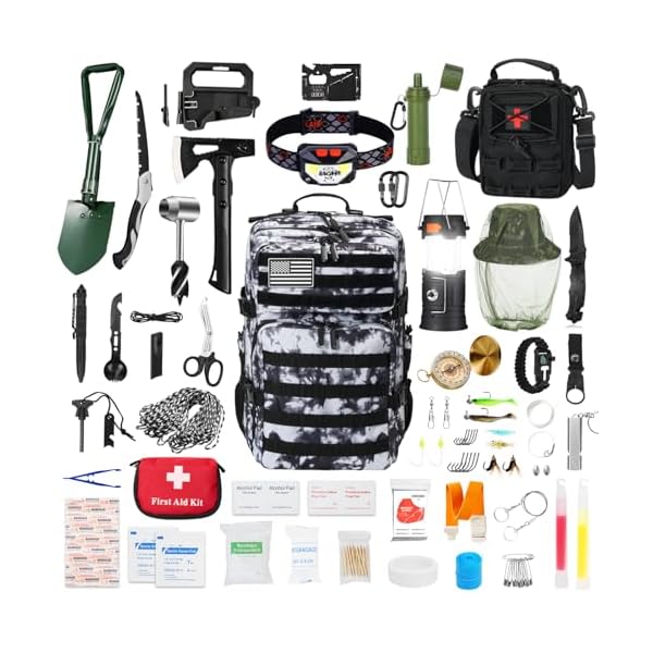 Professional Survival Gear Set - First Aid Kit and Large Camping Backpack, Camping Equipment for Adventure Outdoor Hiking Adventurers