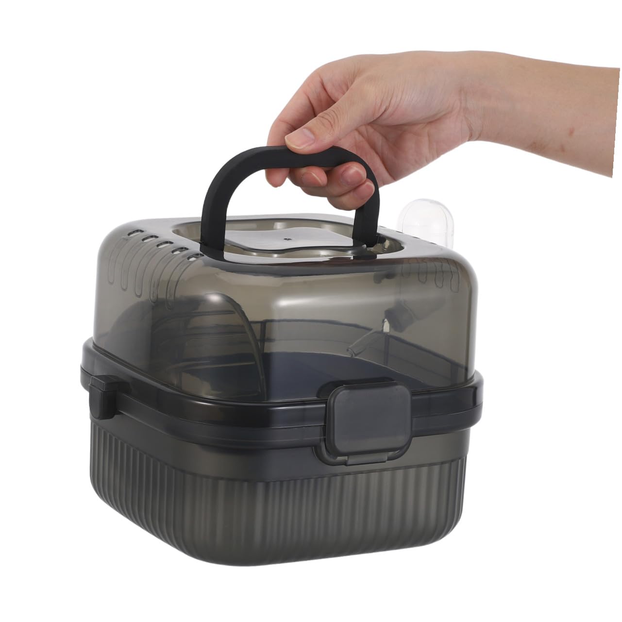 Abaodam Trasportino Portatile per Piccoli Animali in Plastica Trasparente a Doppio Strato Fondo Staccabile Gabbia da Viaggio per Criceti Porcellini D’India e Furetti Ampie Prese D’Aria