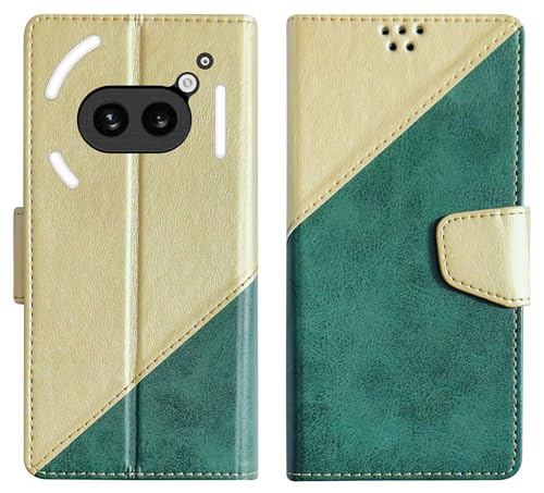 Image of SBMS Flip Cover for Nothing Phone (2a) 5G Back Cover Case with Magnatic Closure | Genuine Leather Finish | Inbuilt Stand | Card & Money Pocket (MultiGreen)