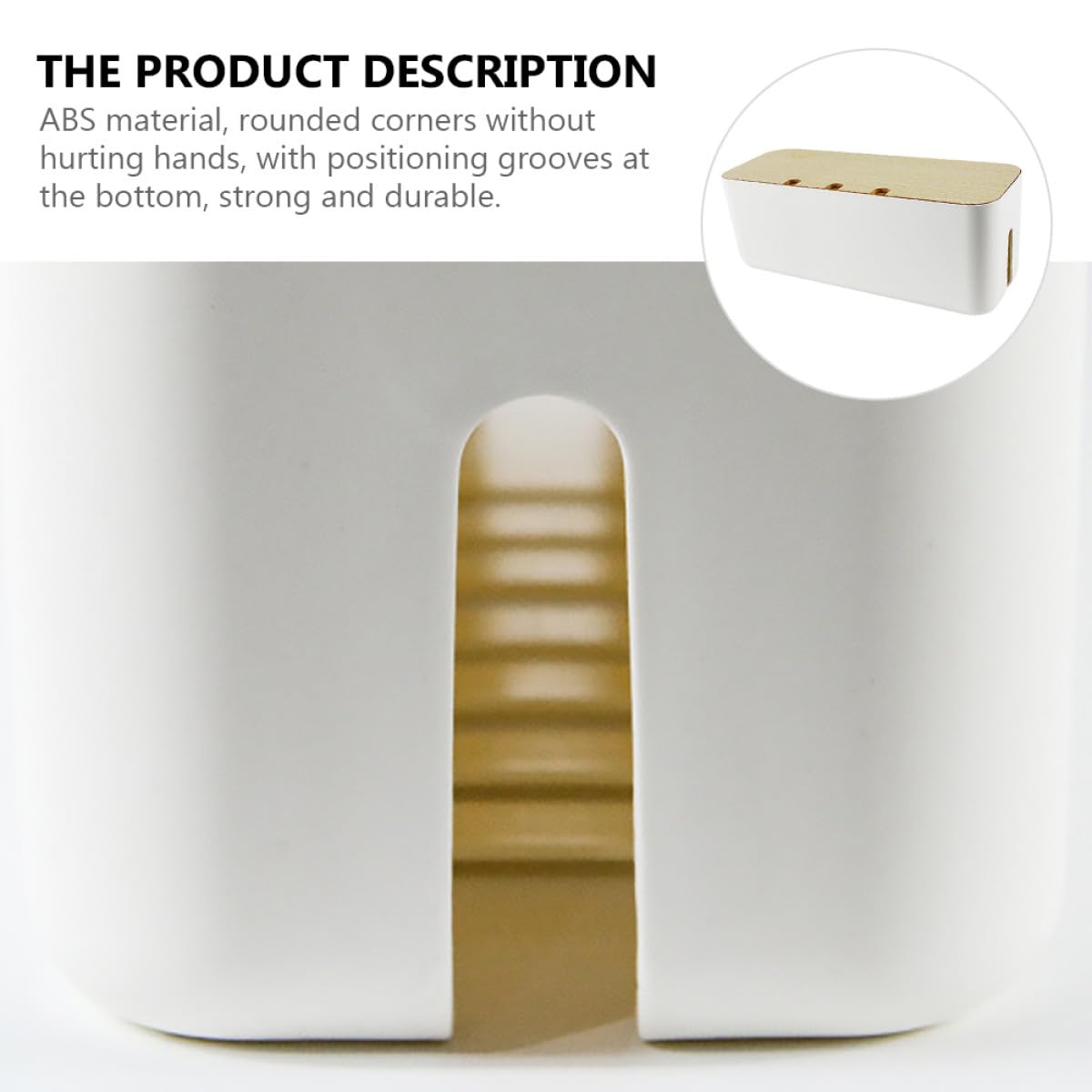 Organizador de Cables y Enchufes Tapa Desmontable, Blanco ABS