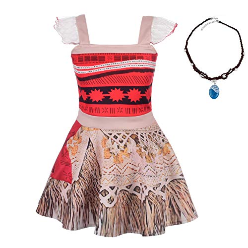 Lito Angels Disfraz de Princesa Moana Vaiana Vestido con Collar para Niñas Pequeñas Talla 3 a 4...