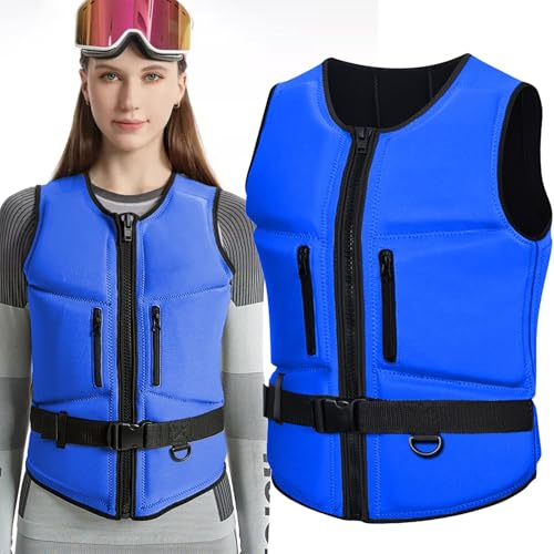 ZTMHRG Chaleco Salvavidas de Neopreno para Adulto, Chaleco Salvavidas de flotación portátil Chalecos Salvavidas Ajustables para natación, Kayak, Buceo, Pesca y Deportes acuáticos(Blue,XL 60-65KG)