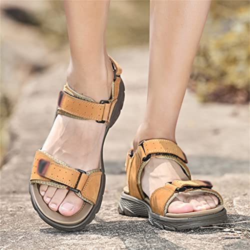 Lightweight Men's Sandals Leisure Shoes Leather Men Casual Beach Sandals Retro Flats(38)3