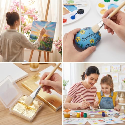 Set de 7 Pinceles Mop para Pintura Acrílica con Cerdas de Cabra Versátiles para Mezclado en Acuarela, Óleo y Pintura de Cuerpo miniatura 6