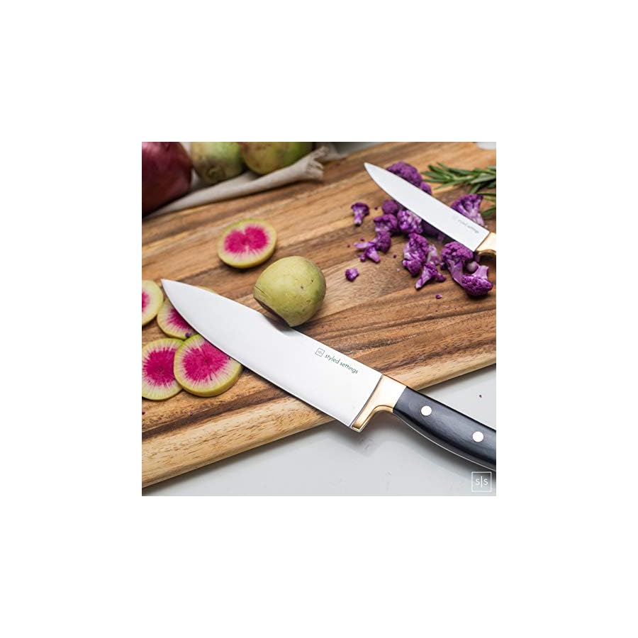 Black-and-Gold-Knife-Set-with-Block-6-PC-Luxe-Gold-Kitchen-Knife-Set-with-Block-Self-Sharpening-Modern-Knife-Set-with-Self-Sharpening-Knife-Block-Set-Black-and-Gold-Kitchen-Accessories Black and Gold Knife Set with Block - 6-Piece Luxe Kitchen Knives with Block and Sharpener - Modern Black and Gold Kitchen Accessories for Stylish Cooking