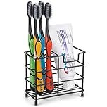 Toothbrush Holder for Bathrooms, Stainless Steel Bathroom Black Toothbrush and Toothpaste Holder