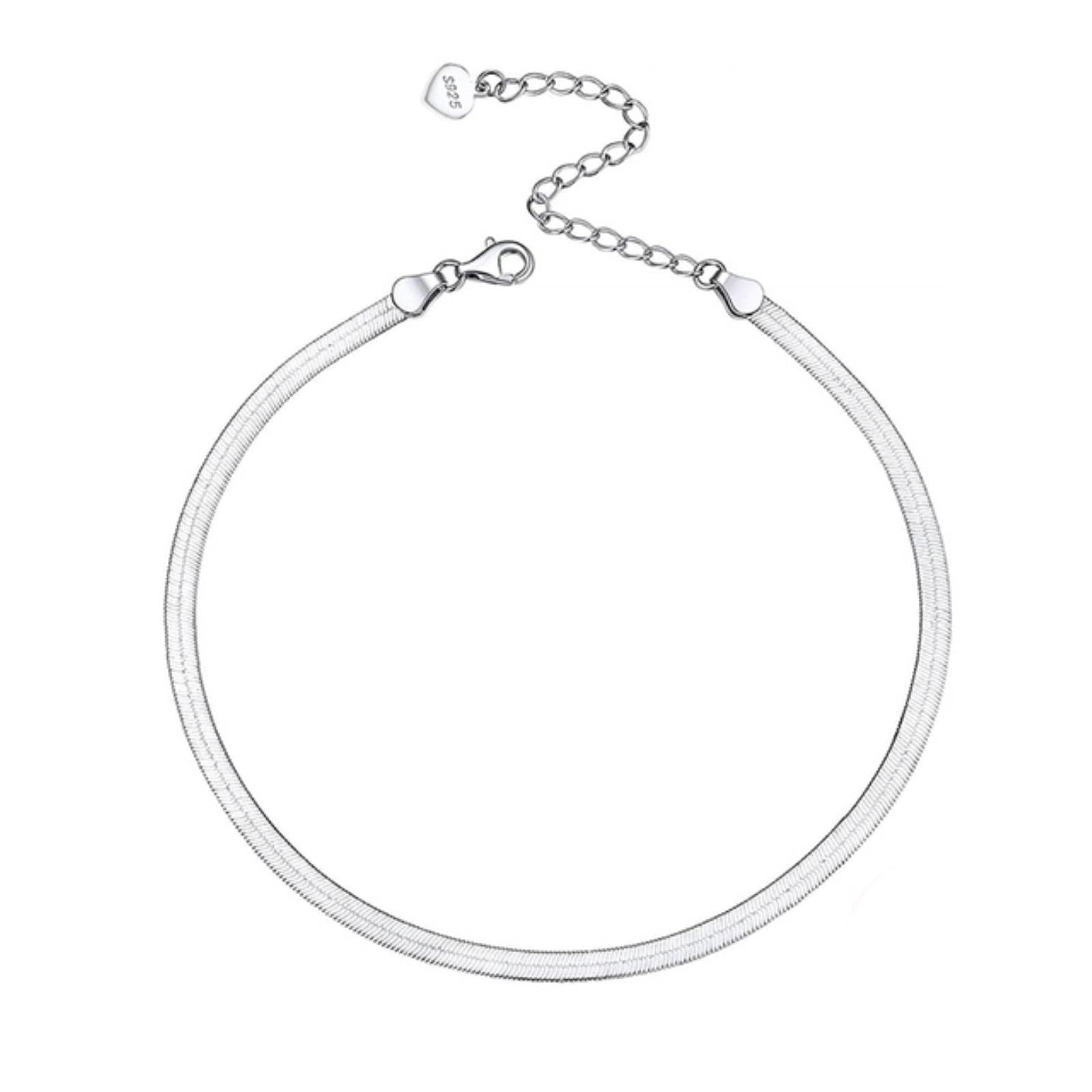 Tobillera de Cadena Plana Punk de Plata de Ley 925 para Mujer, Pulsera descalza de Verano, Tobilleras, joyería, Regalo de Playa de Verano