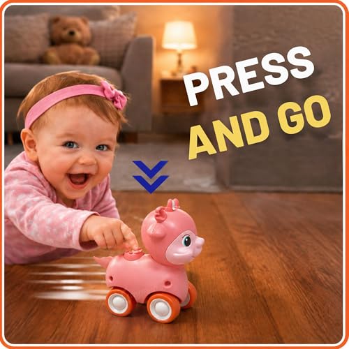 Image of GRAPHENE Press & Go Deer Animal Toy [Deer] for 6-24 Months Kids Toddlers Friction Powered with 360 Rotation Baby Racing Car Birthday Gift Toy Boys Girls (Multicolor)