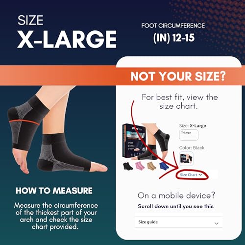 Image of PhysFlex Compression Socks for Plantar Fasciitis, Achilles Tendonitis Relief - Ankle Compression Sleeve for Heel Spurs, Foot Swelling & Fatigue - Arch Support Brace for Everyday Use