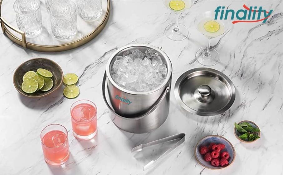 finality Double Walled Stainless Steel Ice Bucket with Lid and Ice Tong [ 1 Liter ] Keeps Ice Cold for 6 h - Image 8 thumbnail