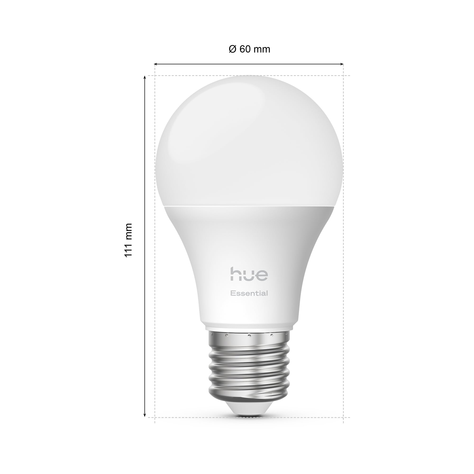 Philips Hue Essential Starter-Set: Bridge + 4 Essential E27 Smart Leuchtmittel, White und Color Ambiance LED Licht, 2200-6500K, dimmbare LED Lampen, funktioniert mit diversen Sprachassistenten