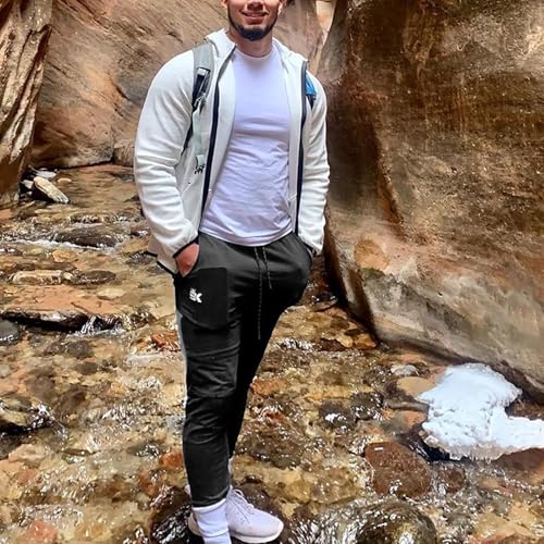 Image of BROKIG Mens Tapered Gym Joggers Pants Workout Sweat Pants | Athletic,Running,Hidden Zipper Pocket,Ankle Zip,Functional Breathable Mesh,Quick Dry,4-Way Stretch,Polyester Spandex Blend