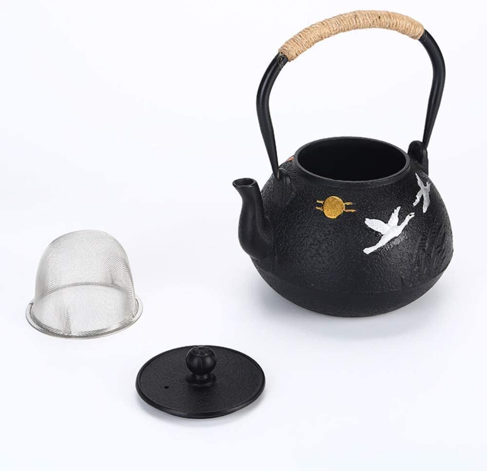 Ceramiczny czajniczek, 40oz/1.2L czajnik żeliwny w stylu japońskim, niepowlekany, ręcznie malowany, żeliwny czajnik do gotowania wody, żeliwny czajnik do herbaty