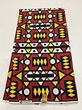Simakaka African Ankara Wax Wrapper/African Fabric/Exclusive African Traditional Tribal Prints Fabric/African Prints Fabrics/African Wax Prints Fabric/Red/Black/White- 6 Yards Piece.