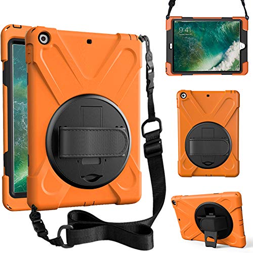 ZenRich iPad 5th/6th Generation Case, iPad 9.7 Case 2017/2018 with Rotatable Kickstand,Hand Strap and Shoulder Strap zenrich Heavy Duty Shockproof Case for A1822/A1823/A1893/A1954 Orange