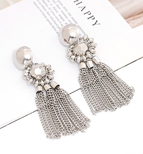 Bohemian Tassel Chandelier Dangle Earring For Women Clip On Earrings Long Drop Statement Earrings3