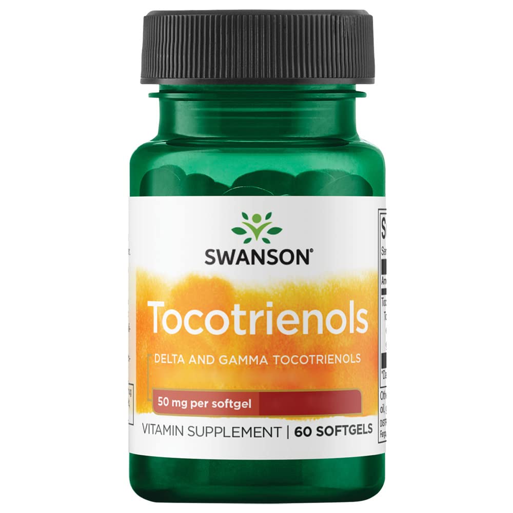 Swanson, Tocotrienols, Vitamine E, 60 Capsules molles, Haute Dosé, Sans Gluten, Sans OGM