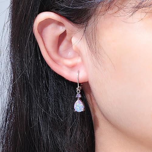 CiNily Leverback Opal Dangle Drop Earrings For Women Girls 14K Gold Plated Teardrop Earrings2