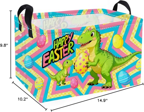 Image of Essme Rectangular Easter Dinosaur Baskets,Kids Storage Basket with Handles for Boys Room Decor, Boys Box,Cute Storage Bin(Easter dinosaur)