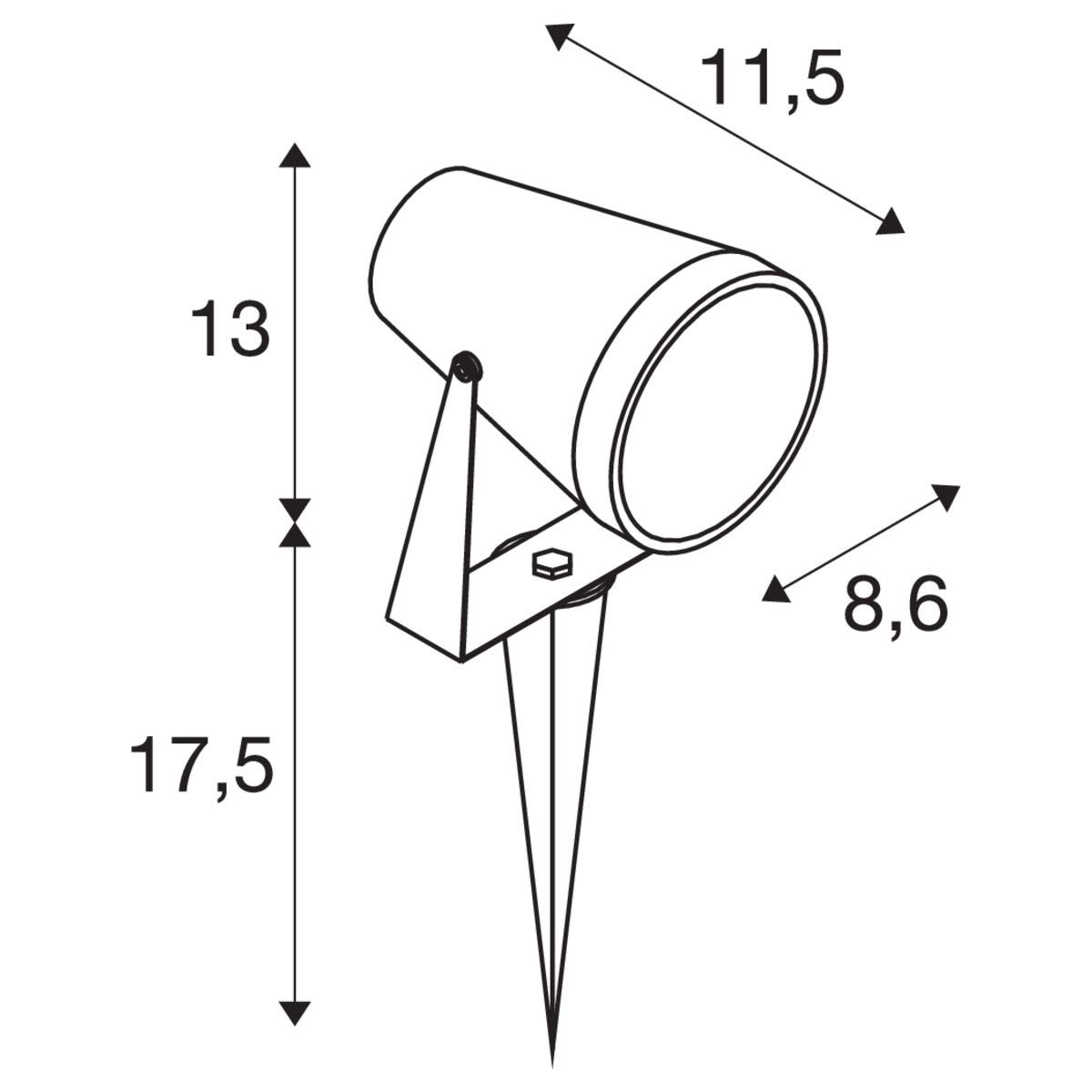 SLV 1004757 Samrina SP Single QPAR51 Lampe Jardin, terrasse, Plantes, chemins, Bassin, éclairage extérieur LED, GU10 IP65 7 W Noir, Plastique